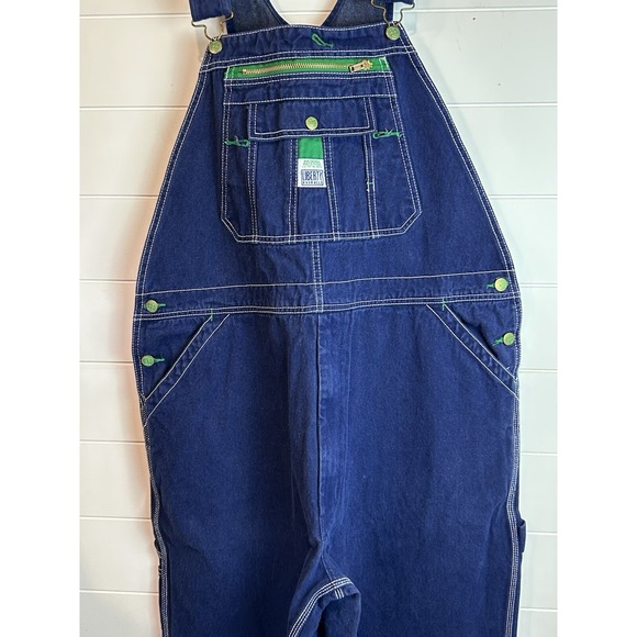 Liberty Denim Bib Overalls Men's 42x30 Blue With Pockets 100% Cotton‎ EUC - Picture 3 of 8